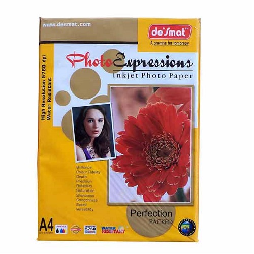 Desmat Photo Glossy Paper A4 Size, 180 GSM, 50 Sheets